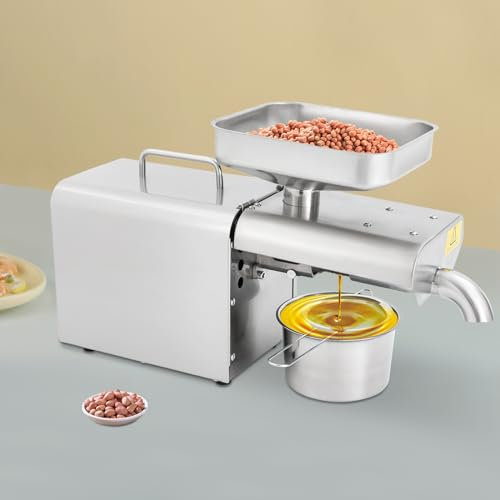 Ölpresse Elektrisch oil Press Machine 750W Edelstähle Ölpresse für Walnüsse Leinsamen Erdnuss Hanfsamen, 40-240℃ Temperatur Einstellbar Automatisch Ölpressmaschine für Kommerziell & Zuhause Ölmühle