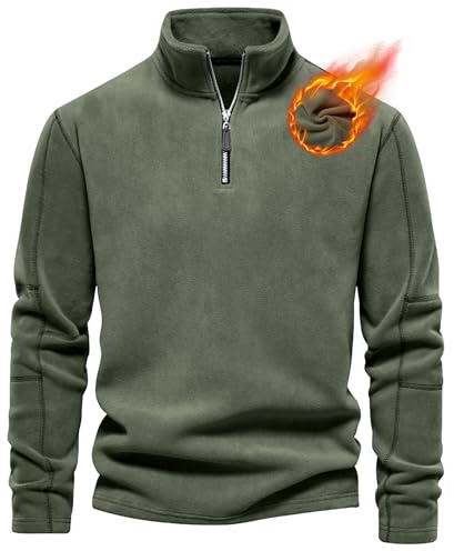 Livonmone Pullover Herren Warmer Fleecepullover Half Zip Locker Sweatshirt | Microfleece Dick Weich Warm und Kuschelig Bequem für Zuhause Alltag Herbst und Winter Kalte Tage und Outdoor