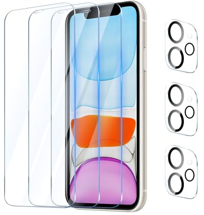 YUXINDZ 3 Stück Schutzfolie für iPhone 11 6,1 Zoll mit 3 Stück Kameraschutz, Displayschutz Kamera Schutz Folie 9H Härte Anti-Kratzer, Bläschenfrei, HD Klar