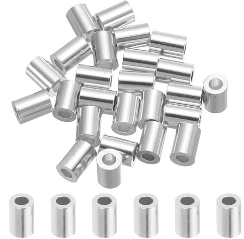 QUARKZMAN 1/10 2,5 mm Aluminium Crimpschlaufe Einzelner Rundferrule 8 mm Höhe, Silber 25 Stück