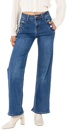 Nina Carter P195 - Pantalones vaqueros para mujer, pernera acampanada, estilo bota, cintura alta, M