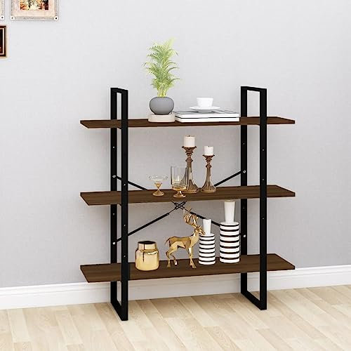 Higsose Bücherregal für Wohnzimmer Braun Eichen-Optik 100x30x105 cm Holzwerkstoff Standregal Raumteiler Homeoffice Dekorative Vielseitiges Regal Arbeitszimmer Schlafzimmer Büro-Bücherregal
