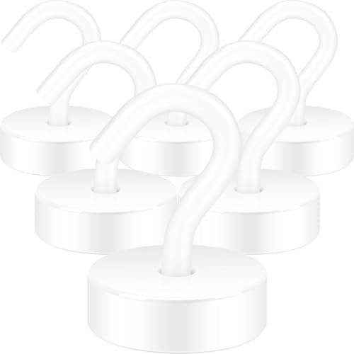 Neosmuk Magnetic Hooks, Cruise Ship Essentials, 40lb+ Heavy Duty Magnetic Hooks for Cruise Cabins, Refrigerator, Grill, Hanging, and Travel | Extra Strong Must-Haves Magnet Hook,White