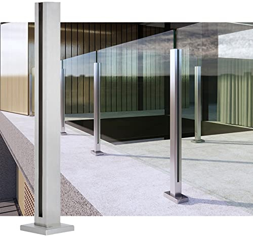 Stair Railing Handrail 304 Stainless Steel Glass Railing Post, Steps/Stairs Handrail Support Pole with Sturdy Base for Garden Fence ＆ Swimming Pool Fence(Deep Coffee,115cm/45.3in)
