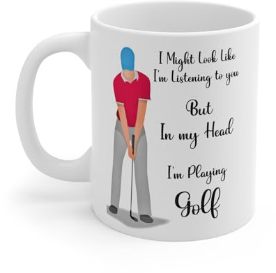 MugsByAly Funny Golf Coffee Mug, Novelty Ceramic Cup with Humorous Quote for Golfers