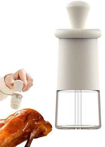 GTFYUDGH Ölspender mit Bürste, Ölflasche mit Pinsel - Glas 300 ml Ölspender mit Silikonbürste,2 in 1 Kochwerkzeug Hitzebeständige Küchenversorgung zum Braten