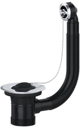 Hulthor Überlaufgarnitur für Küchenspüle, mit Kette und Überlauf, ideale Küchenspüle, 40 mm (rund)