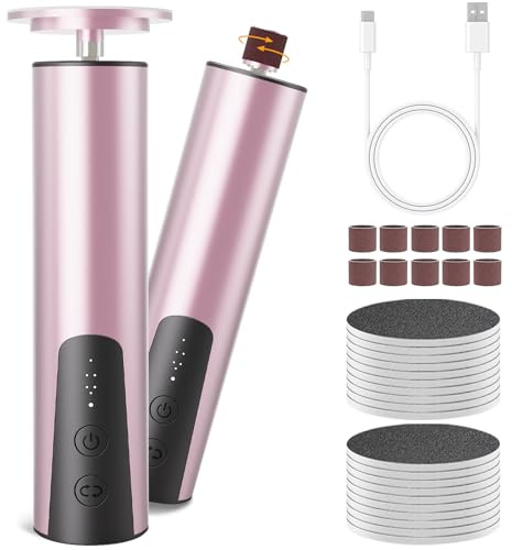 2-IN-1 Hornhautentferner Elektrisch,6 Geschwindigkeiten Elektrischer Hornhautentferner mit Austauschbaren Fußfeilen, Pediküre Fußpflege Set Elektrisch für Tote Harte Rissige Haut (Rosa)