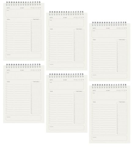 Tagesplaner, Doppeldrahtbindung, 160 Seiten, undatiert, Tagesplaner, Checkliste, Notizbuch, Schreibblock für die tägliche Planung, 6 Stück