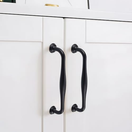 Eclove 12 Stück Schrankgriffe Schwarz - Schwarze Möbelgriffe 128 mm Lochabstand - Aluminiumlegierung mit Schrauben für Küchen, Schrank, Möbel, Schubladen