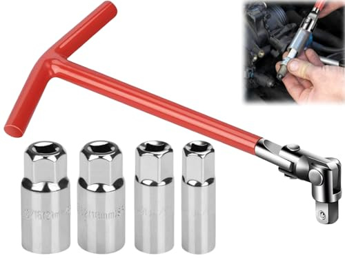 Set di Chiave Candela,5pcs Set di Chiavi per Candela di Accensione,Oumuik Presa per Candele,Chiave per Candele,Chiave Universale per Auto E Moto,Chiave a Snodo per Candele