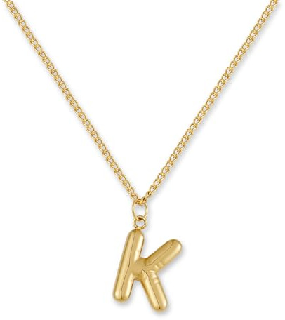GD GOOD.designs Buchstaben Kette Gold Bubble | Initialen Anhänger aus 18K vergoldetem Edelstahl - Wasserfest & Hautverträglich | Halskette Damen A-Z