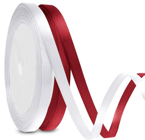 Geschenkband Weihnachten Rot Weiss Weiß Set Verpackungsbänder 6mm 46m Rot Weiss Schleifenband Weihnachten Geschenkband Red Rotes Band Schleifenband Weiss Weiß Band Zum Geschenkverpackung Hochzeitsdeko