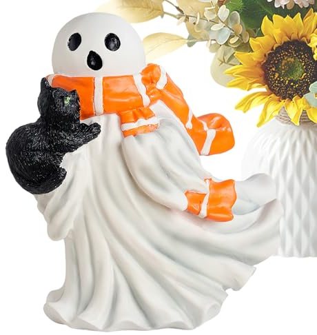 Genérico Figura de Fantasma - Figura Decorativa de Halloween para Escritorio - Gato Resina para Ventana Tocador Estantería