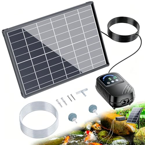 Biling Aérateur solaire pour étang 8W Pompe à oxygène pour étang solaire avec batterie 5000mAh Pompe à air pour étang silencieuse Pour étang de jardin Aquarium Protection contre le gel en hiver Débit