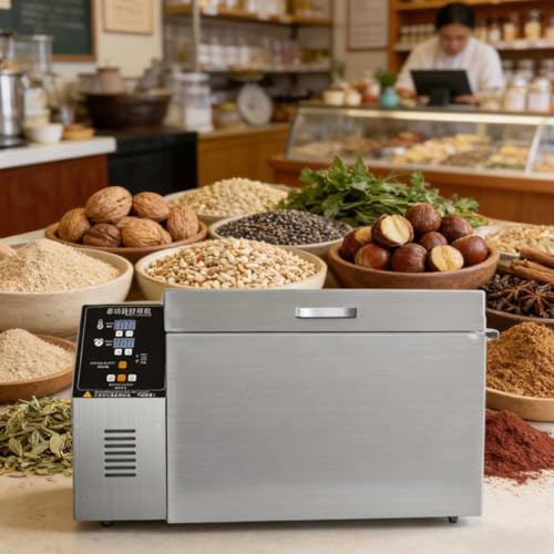 Elektrisk Kafferostare, Elektrisk Nötrostare, Tillverkad Av Rostfritt Stål, Justerbar Rosttid Och Temperatur, Jämn Uppvärmning, Lämplig För Rostning Av Spannmål. Type10