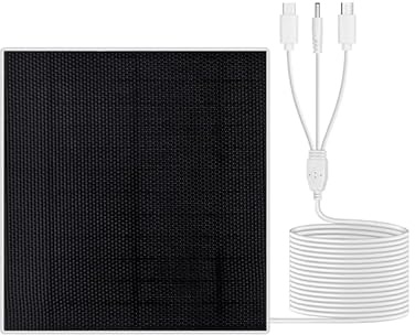 SECUPOE 5W Solar Panel Charger,Non-Stop Charging with 3M Cable & Multi-Interface Adapters (Type-C/DC/Micro USB/C to Ring) Waterproof Panel for Security Cameras,Cell Phone,Mini Fan,Outdoor