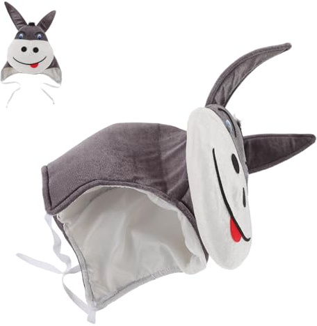 HOOTNEE Plüsch Eselmütze Erwachsene Warme Tiermütze aus Weichem Plüsch Verstellbar Niedliche Winterkostüm Kopfbedeckung für Karneval Halloween und Festtags Cosplay