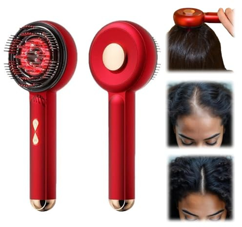 wheepis HairPulse Brosse Massage Cuir Chevelu Électrique 3 en 1, Applicateur Huile Capillaire, 3 Modes, Massage 360°, Lumière Rouge, Soin Cuir Chevelu Cheveux, Femmes Hommes
