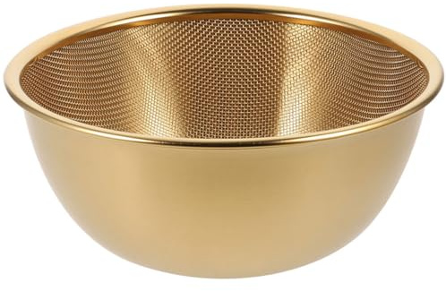 CANIGHT Scolapasta in Acciaio Inossidabile 2 Pezzi Cestello Lavaggio Verdure e Ciotola Drenante 24 CM per Cucina e Uso Quotidiano Colore Oro