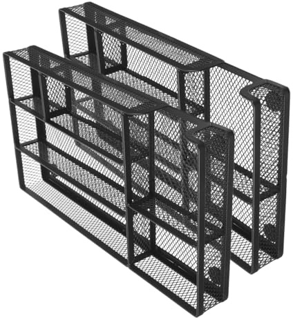 Housoutil Schubladensystem für den Schreibtisch, 2 Stück Metall Organizer mit sechs Fächern und gepolsterten Füßen, ideal für Homeoffice und Bürobedarf