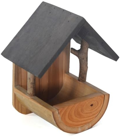 Casa comedero para pájaros, comedero para pájaros de Madera, montado en la Pared, Gran Capacidad, Hecho a Mano, 7, 09x5, 31x9, 06 Pulgadas, decoración al Aire Libre