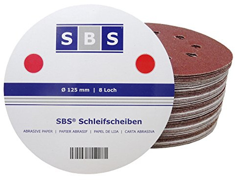 SBS Lot de 100 disques abrasifs | Ø 125 mm | Grain 80 | pour ponceuse excentrique | 8 trous