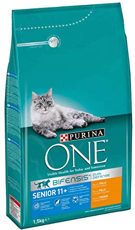 Purina ONE Bifensis Comida Pienso para Gato Mayor Senior 11+ con Pollo, Bolsa de 1,5kg