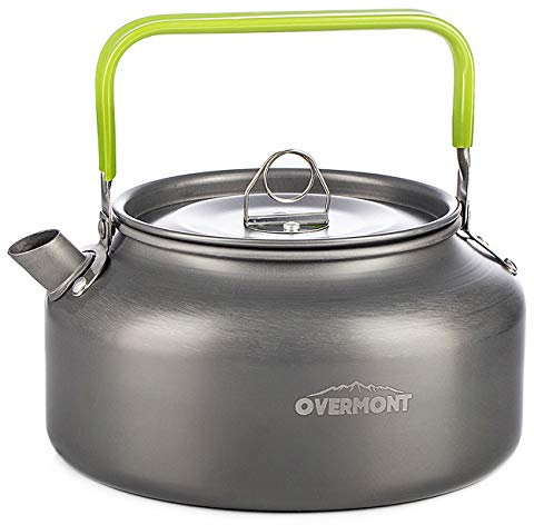 Overmont Bouilloire de Camping Portable 0,8L/1,2L Ultra-légère en Aluminium anodisé approuvé par la FDA pour randonnée, Camping, Pique-Nique etc.