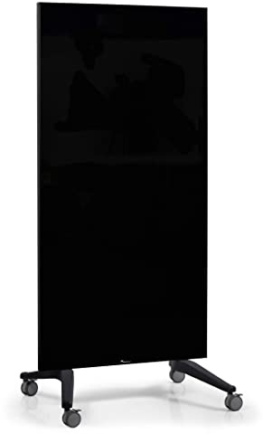 Legamaster 7-105200 Mobile Glasboard, doppelseitige Glas-Magnettafel auf Rollen, 90 x 195 cm, schwarz