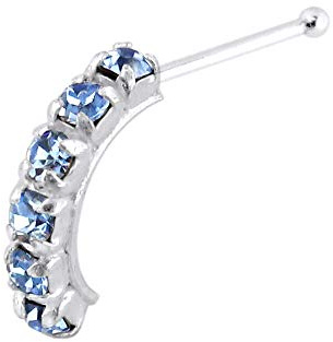 Monster Piercing | 925 Sterling Silber | Nasenpiercing Nasenstecker Stud | Hochwertige Strasssteine | Stabstärke: 22G (0,6 mm) | Stablänge: 6mm | Hypoallergen