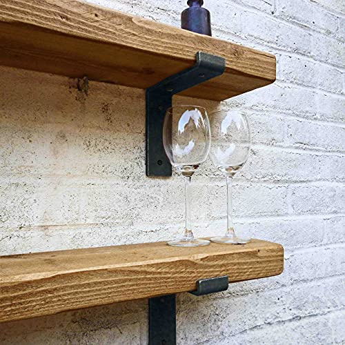 Ben Simpson Furniture Handmade Chunky Wooden Lipped Bracket Shelf | 15 x 110 cm | Dark Oak