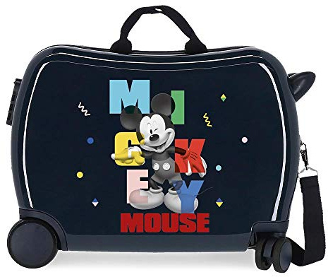 Disney Mickey's Party - Valigia per bambini, 50 x 38 x 20 cm, rigida ABS, chiusura a combinazione laterale, 34 l, 3 kg, 4 ruote, bagaglio a mano Blu
