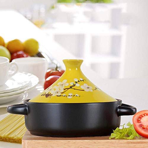 Sywlwxkq Tagine Olla de cocción, sartén para estofado con cerámica, Olla Multifuncional Resistente a Altas temperaturas para Cocina casera o Restaurante, Olla de Sopa de Olla de cocción len