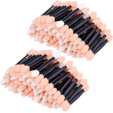 JZK 200x Cepillos para ojos de esponja desechable aplicador de sombra de ojos, brochas de esponja para sombra de ojos cepillo ovalada de doble cabezal profesionales para cosméticas