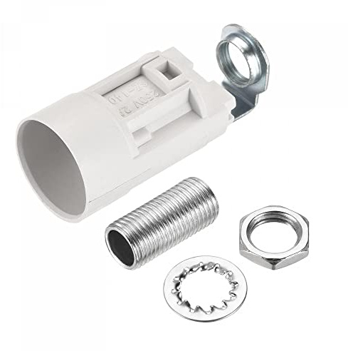 sourcing map Lot de 6 douilles E14 en plastique Blanc 23 x 55 mm avec écrou fileté M10 pour ampoule E14