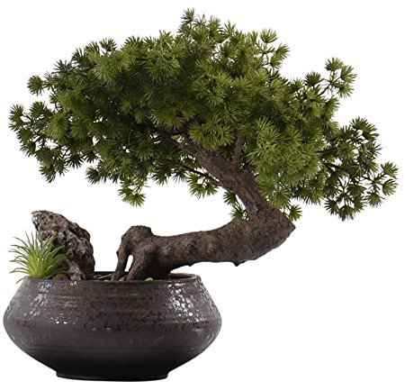 Künstliche Bäume Zypresse Willkommen Kiefer Bonsai Künstlicher Bonsai Baum New Chinesischer Stil Grün Simulation Willkommen Kiefer Bonsai Baum 37,8 cm Großer Toter Holz Gefälschter Baum Wohnzimmer