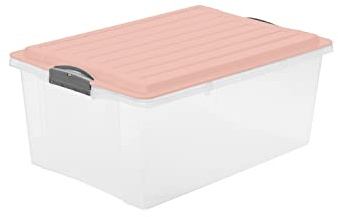 Rotho Compact Aufbewahrungsbox 38l mit Deckel, Kunststoff (PP) BPA-frei, pink, A3/38l (57.0 x 40.0 x 25.0 cm)