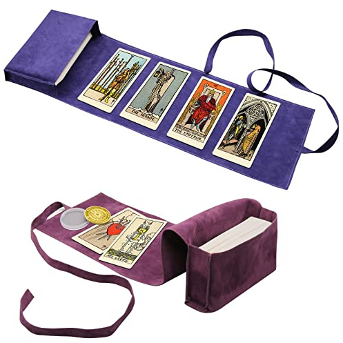 HINGTAI El Kit de 2 Bolsas para Tarjetas, Soporte de exhibición Solar,portatarjetas para Naipes y Cartas de Tarot, Cubierta de oráculo, Accesorios de Tarot