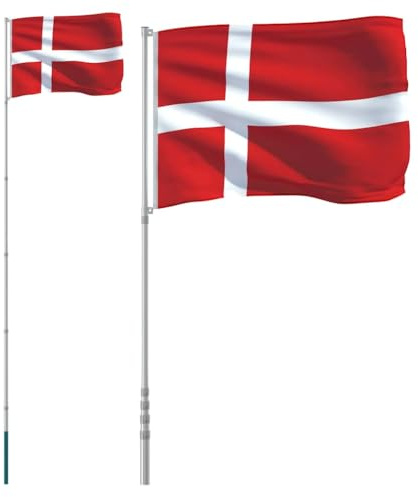 vidaXL Flagge Dänemarks mit Mast 5,5 m Aluminium