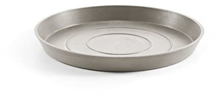 Ecopots Untersetzer für Blumentopf Amsterdam Braun Grau - Durchmesser Ø Außen 21 cm/Innen 18 cm rund groß - Unterteller für Pflanzentopf Recycling Kunststoff - Topfuntersetzer Indoor Outdoor