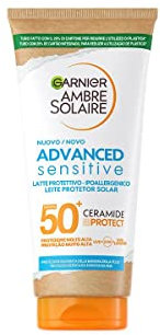 Garnier Ambre Solaire Advanced Sensitive Adulti Ceramide Protect Latte Protettivo SPF50+, 175 ml