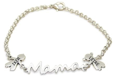 Pulsera eslabón fino MAMÁ. Ideal para el DÍA DE LA MADRE. Regalo original, personalizado con los nombres de tus hijos