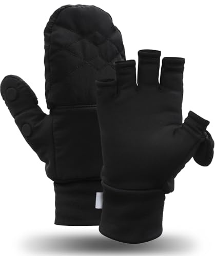 TrailHeads Isolierte wandelbare Fäustlinge für Damen – Winter Laufhandschuhe - schwarz, mittelgroß