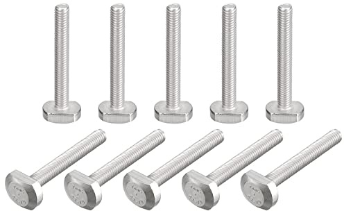 QUARKZMAN T-Ranura Perno, 10 uds M6x45 mm T Ranura Inserción Perno Deslizantes Pernos 304 Inoxidable Acero Acero T Forma Tornillos para T Carril