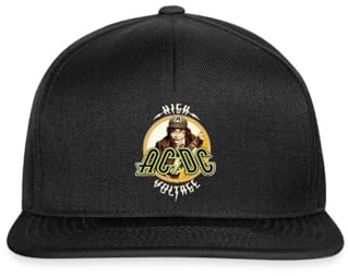 Spreadshirt AC/DC Logo High Voltage Album Angus Young Snapback Cap, One Size, Black/Black