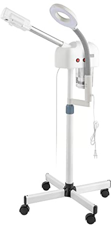 Professional Facial Steamer,2 in 1 Facial Steamer on Wheels with 3X Magnifying Lamp,Time Preset Function Design for Face Sauna Spa and Personal Care Use at Home or Salon