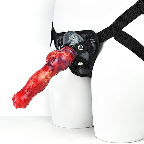 Bad Dragon - Hellhound Dani small Monster Dildo Strap-on Dildo Analplug realistischer Silikondildo mit Saugnapf Sexspielzeug Unisex vaginal und anal Dildo mit Harness Silikonhose (Fire Dragon, Black)