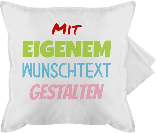 Kissenbezug - Aufdruck selbst gestalten - Wunschtext I Mit eigenem Text personalisiert I Custom Text - 50 x 50 cm - Weiß - Kissen Personalisieren Lassen nur beschriften namenskissen personalisierte