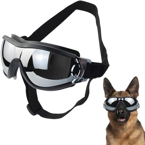 MenYiYDS 1 Pcs Hundebrille, wasserdichte Hundebrille, UV-Schutz, Hundesonnenbrille mit verstellbarem Gummiband, Winddichte Motorradbrille für mittelgroße bis große Hunde